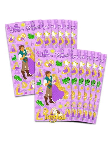Stickers de Rapunzel Disney - Paquete de 12 Hojas para Fiesta