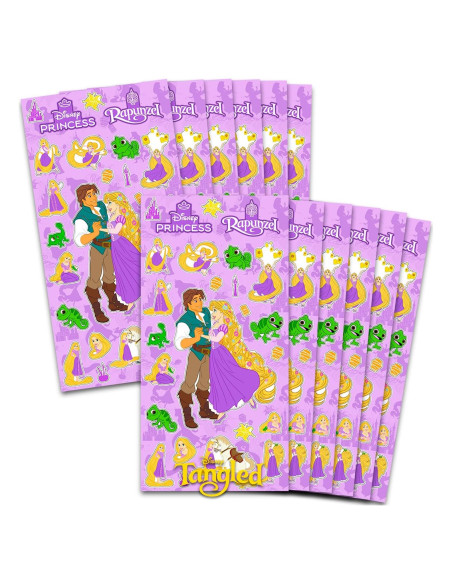 Stickers de Rapunzel Disney - Paquete de 12 Hojas para Fiesta