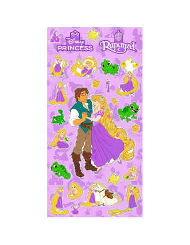 Stickers de Rapunzel Disney - Paquete de 12 Hojas para Fiesta