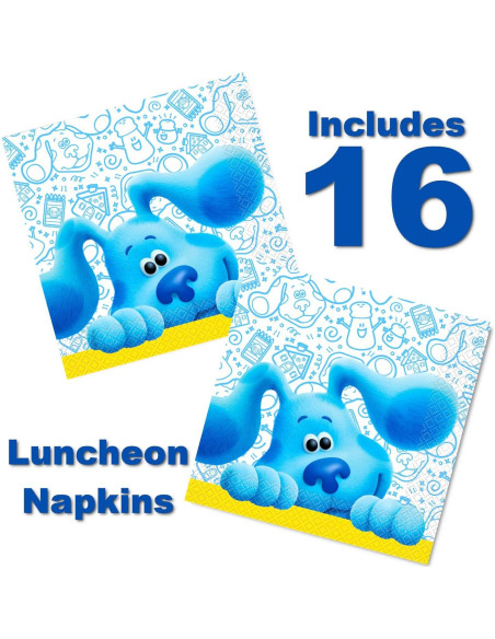 Suministros de Fiesta de Cumpleaños Blues Clues - Platos y Servilletas 16 Pzs + 24 Velas