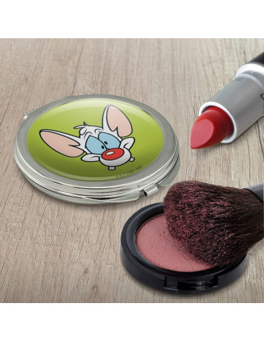 Espejo Compacto de Maquillaje Pinky y el Cerebro 5.7cm