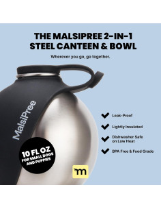 Botella de Agua para Perros MalsiPree 295 ml Aislada Negra 2