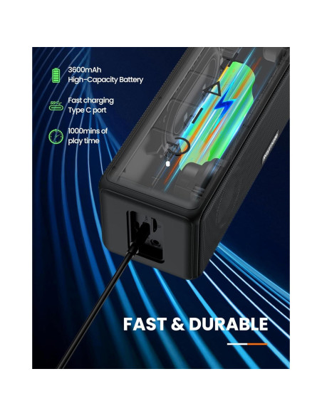 Altavoz Bluetooth Raymate R5 30W IPX7 Estéreo Portátil