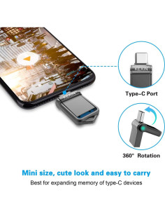 KEXIN USB C 64GB Flash Drive OTG Metal 3.0 Mini Tamaño 2
