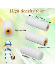 120 Rodillos de Pintura de Espuma 10x3.5cm Telooco 2