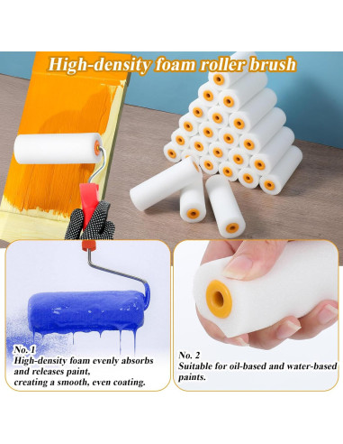 120 Rodillos de Pintura de Espuma 10x3.5cm Telooco
