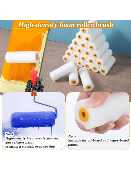 120 Rodillos de Pintura de Espuma 10x3.5cm Telooco