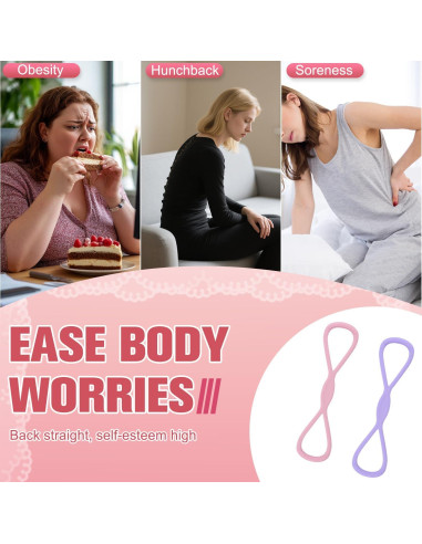 2Pack Banda de Resistencia en Forma de 8 Genérico - Rosa y Púrpura