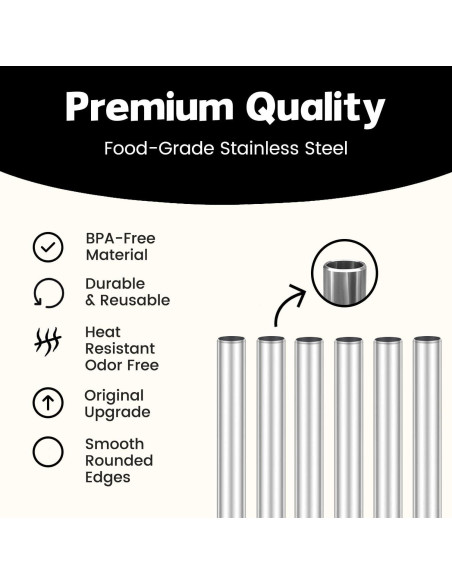 Popotes Reutilizables MIMORE de Acero Inoxidable para Brumate 40 oz - 6 Piezas