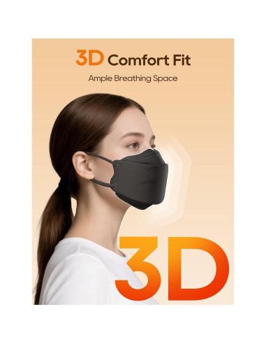Mascarillas KN95 FOXFUN Paquete de 50 Adultos Negra