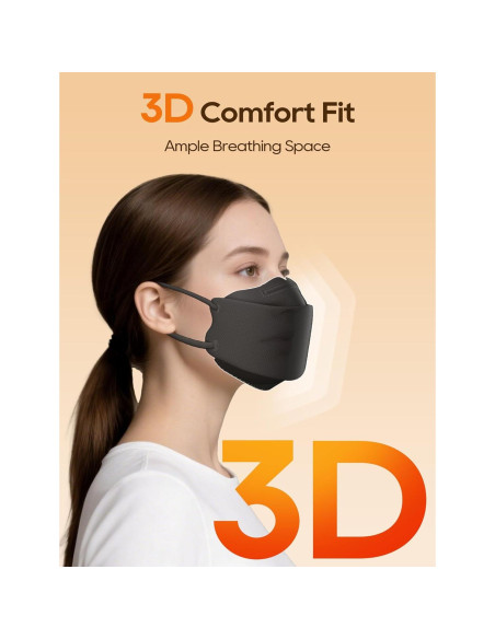 Mascarillas KN95 FOXFUN Paquete de 50 Adultos Negra