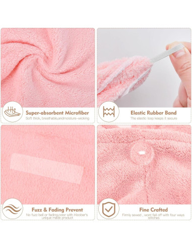 Toalla de Microfibra OEAGO para Cabello - 3 Unidades Anti Frizz