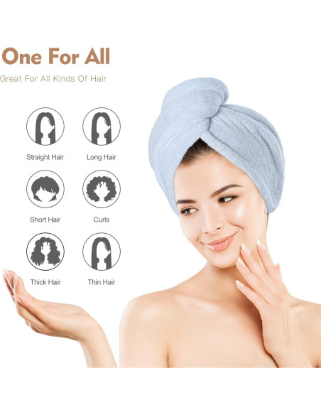 Toalla de Microfibra OEAGO para Cabello - 3 Unidades Anti Frizz