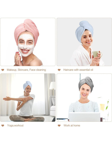 Toalla de Microfibra OEAGO para Cabello - 3 Unidades Anti Frizz