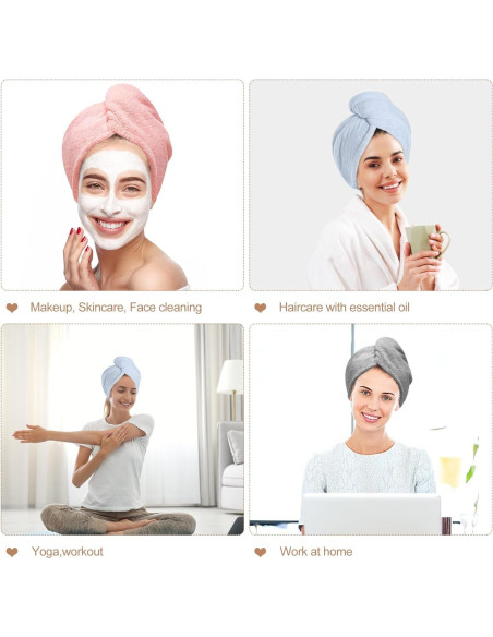 Toalla de Microfibra OEAGO para Cabello - 3 Unidades Anti Frizz