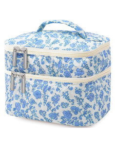 Bolsa de Maquillaje Coquette Doble Capa Floral para Mujeres