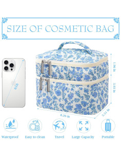 Bolsa de Maquillaje Coquette Doble Capa Floral para Mujeres 2