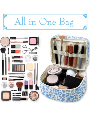 Bolsa de Maquillaje Coquette Doble Capa Floral para Mujeres