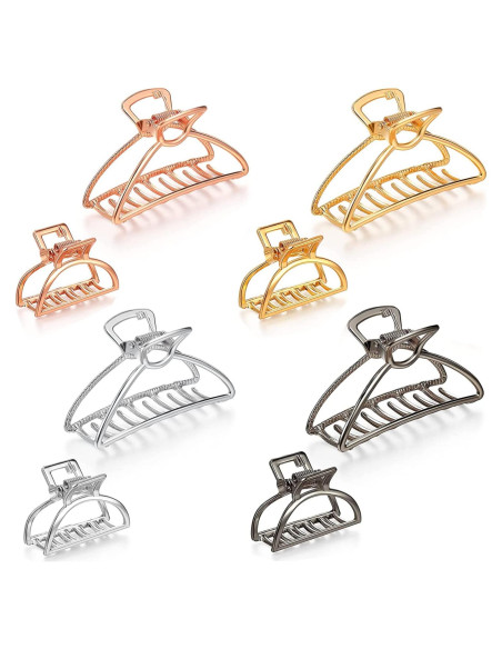Juego de 8 Clips de Pelo de Metal IAXSEE - 3 y 4 cm