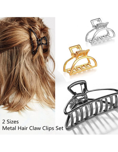Juego de 8 Clips de Pelo de Metal IAXSEE - 3 y 4 cm