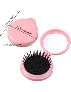 Juego de 4 Cepillos de Cabello Plegables con Espejo Wanmu 2