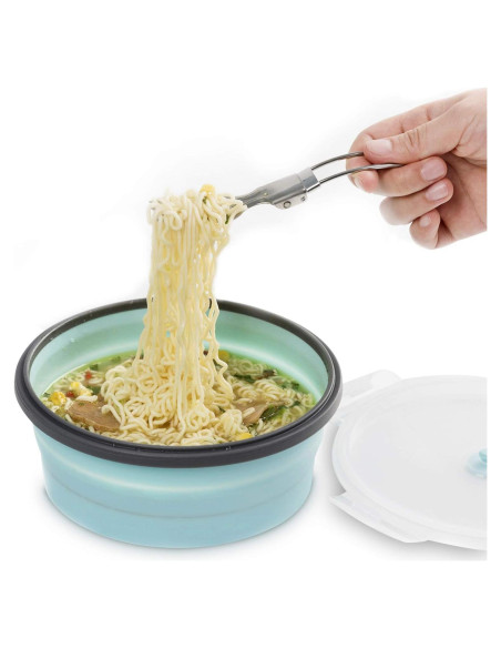 Bowl Colapsable ColorCoral 1200ml Silicona y Tenedor Acero
