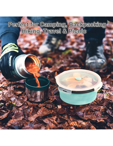 Bowl Colapsable ColorCoral 1200ml Silicona y Tenedor Acero