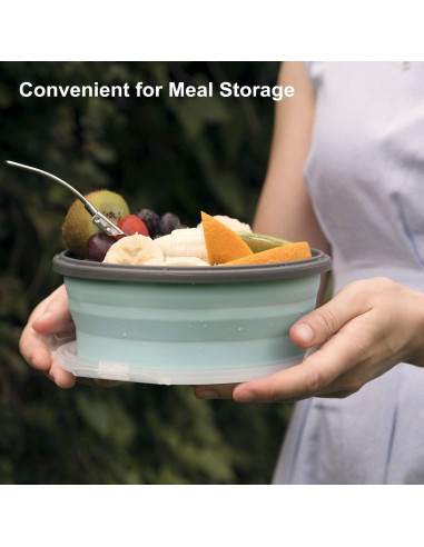 Bowl Colapsable ColorCoral 1200ml Silicona y Tenedor Acero