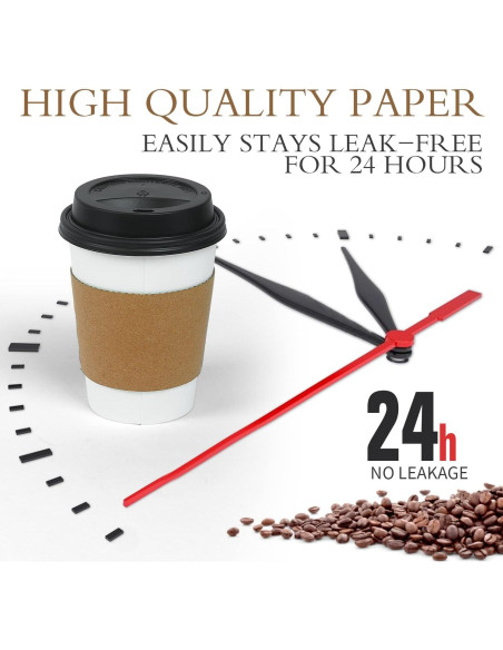 Vasos de Papel Desechables Ginkgo 100 Unidades 12 oz con Tapas