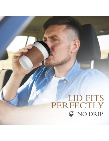 Vasos de Papel Desechables Ginkgo 100 Unidades 12 oz con Tapas