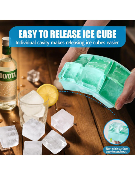 Bandejas de Hielo de Silicona ZSHNYUKX 2-en-1 Grandes