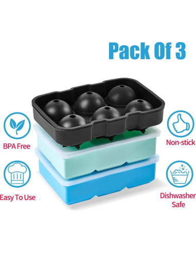 Bandejas de Hielo de Silicona ZSHNYUKX 2-en-1 Grandes