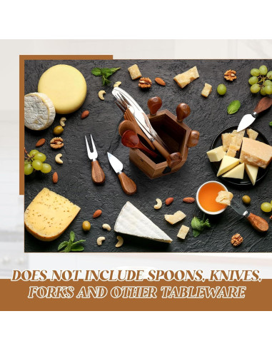 Juego de Cuchillos para Queso Hushee 6 Pcs con Soporte de Madera