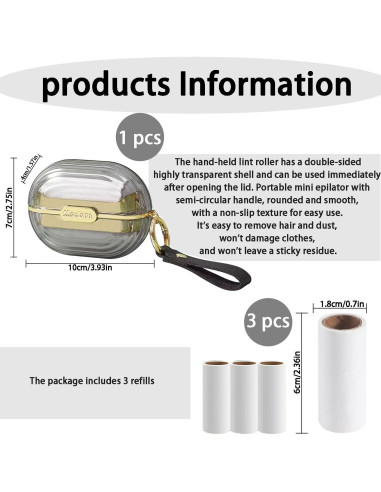 Rodillo Quitapelusas Portátil Biunnru 4 Pcs Doble Cara