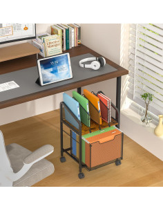 Gabinete de Archivos Rodante Tiaoheka Negro con 2 Cajones y Divisores 2