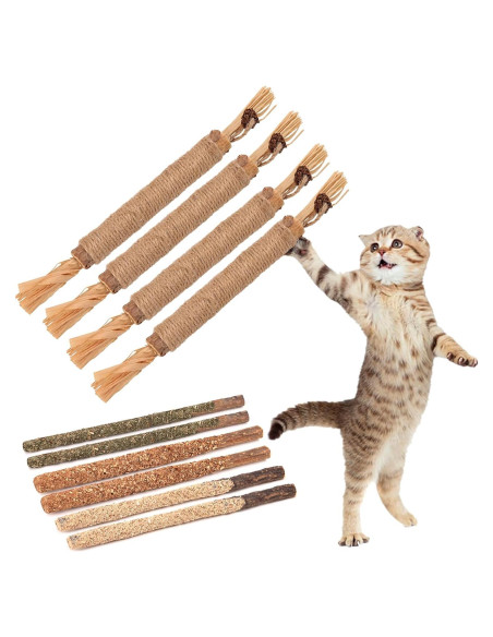 Juguetes para Gatos FOIMAS - 10 Piezas de Silvervine y Catnip