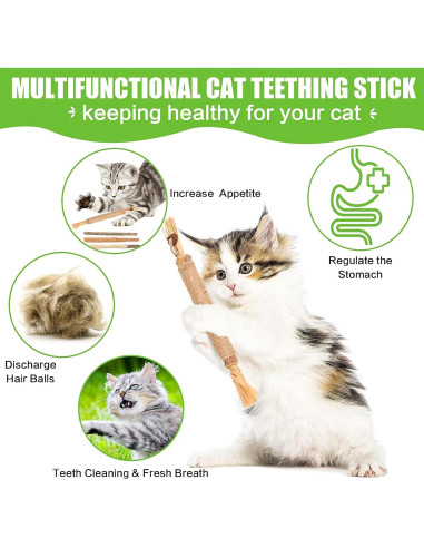 Juguetes para Gatos FOIMAS - 10 Piezas de Silvervine y Catnip