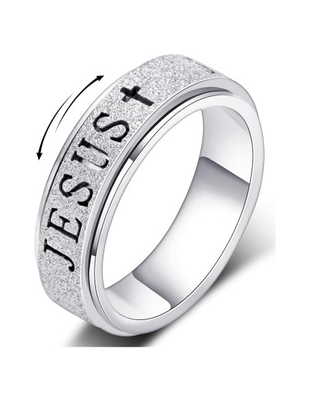 Anillo Fidget de Acero Inoxidable Afftiny Talla 7 Plateado