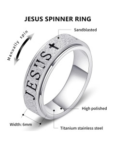 Anillo Fidget de Acero Inoxidable Afftiny Talla 7 Plateado 2