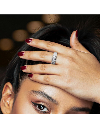 Anillo Fidget de Acero Inoxidable Afftiny Talla 7 Plateado