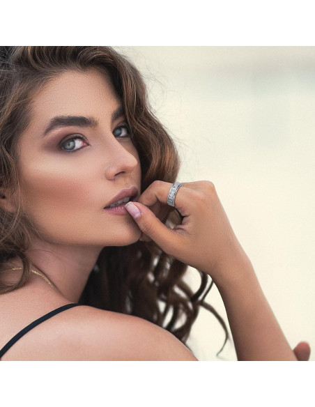 Anillo Fidget de Acero Inoxidable Afftiny Talla 7 Plateado