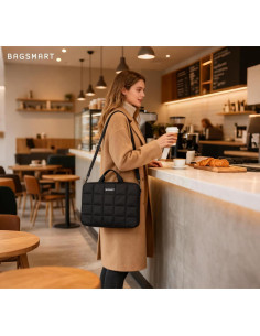 Funda para Laptop 15-16" BAGSMART Acolchada Negra con Correa 2