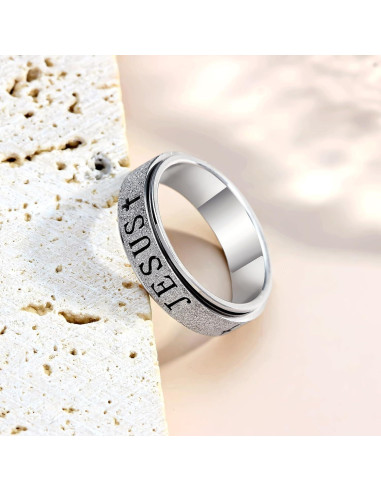 Anillo Fidget de Acero Inoxidable Afftiny Talla 7 Plateado