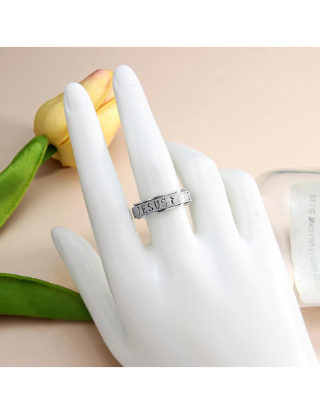 Anillo Fidget de Acero Inoxidable Afftiny Talla 7 Plateado