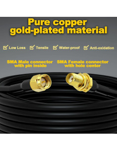 Cable de Extensión Coaxial SMA 10m YovKiss RG58 50 Ohm 2