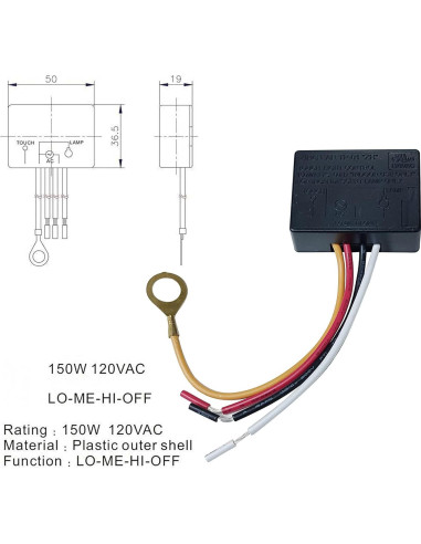 Interruptor Táctil Zing Ear TP-01 ZH Regulador 150W 120V