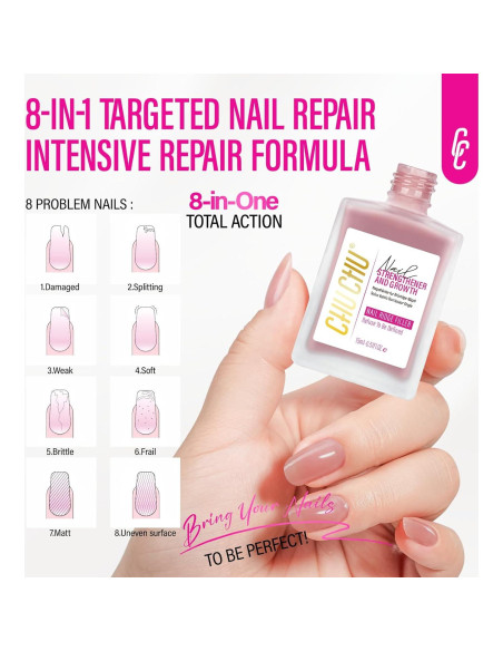 Endurecedor de Uñas 8 en 1 Durazno Polvoriento 15ml - Crecimiento y Reparación