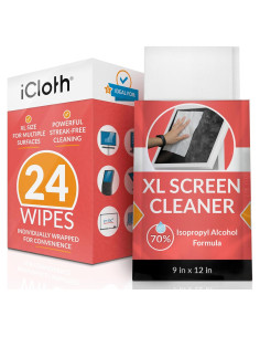 Toallitas de Pantalla iCloth XL 24 Unidades 70% Alcohol Isopropílico