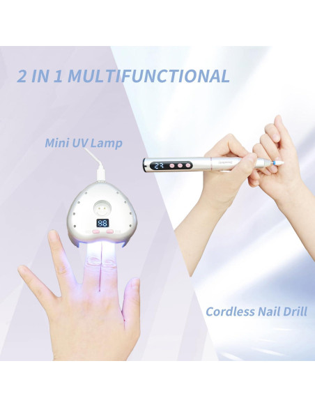 Taladro de Uñas Eléctrico Denabuty DN-2602S 35000RPM con Lámpara UV