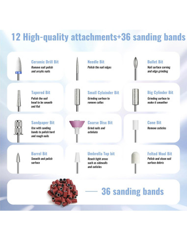 Taladro de Uñas Eléctrico Denabuty DN-2602S 35000RPM con Lámpara UV